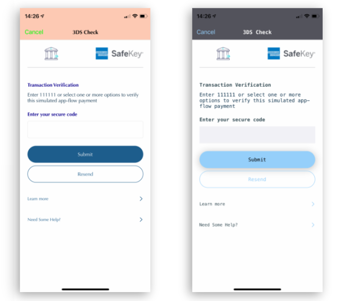 Examples of customized 3DS challenge user interfaces
